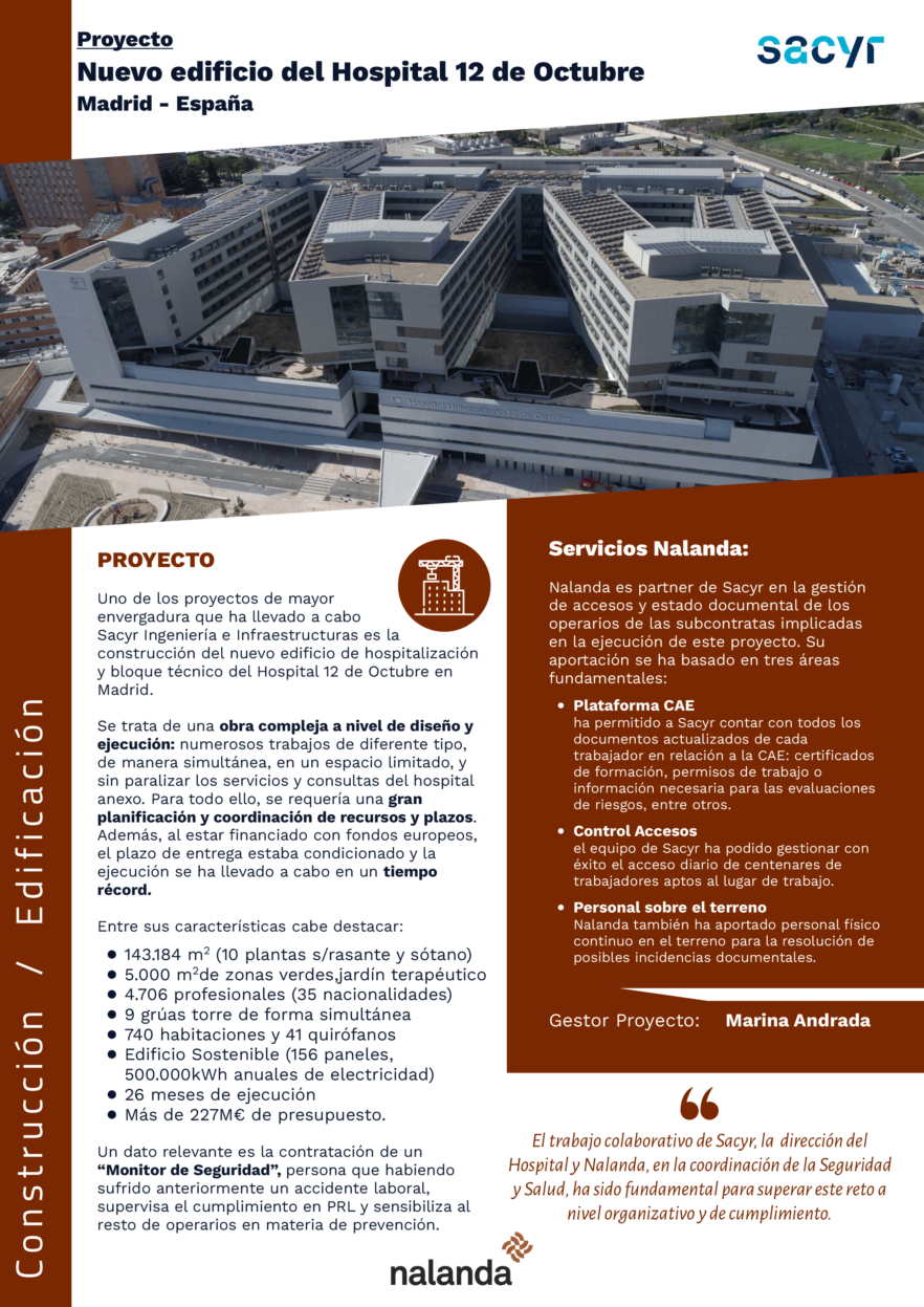 Proyecto SACYR - Nuevo edificio del Hospital 12 Octubre Madrid